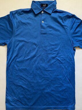 Men's Vintage Blue DUNHILL Links 2 Button Polo Shirt Sz Small Golf